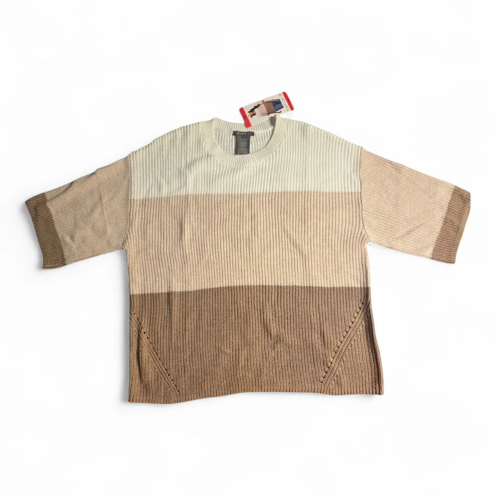 Matty M womans size Med, Tri-Tone Knit Sweater - Cream, Tan, Brown - Picture 2 of 4
